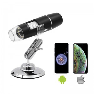 Trådløst digitalt mikroskop 50X til 1000X, 8 LED-forstørrelse Endoskopkamera med bæretaske og metalstativ, kompatibel til Android Windows 7 8 10 Linux Mac