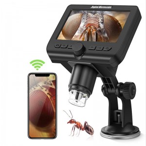 Trådløst digitalt mikroskop 1000X forstørrelser med 4,3 tommer skærm 8 LED-lygter til iPhone Android Windows Kids studerende og voksne sæt
